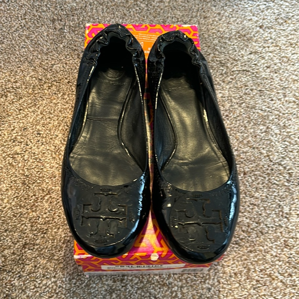 Tory Burch Black Patent Leather Flats